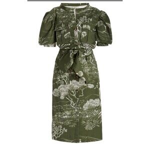 ANDRES OTALORA Exclusive Rancheria Jungle Print Cotton Midi Dress Size 6